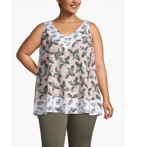 Lane Bryant Contrast V-Neck Tank Top 22 2X NWOT
